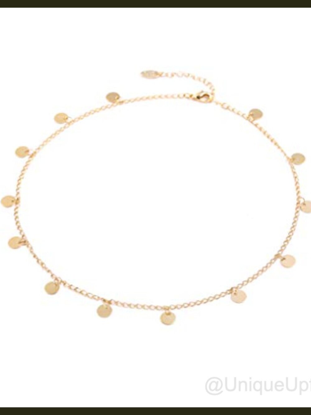 14k Gold Plated Brass Disc Choker Necklace 13.5" Layering Women's Jewelry